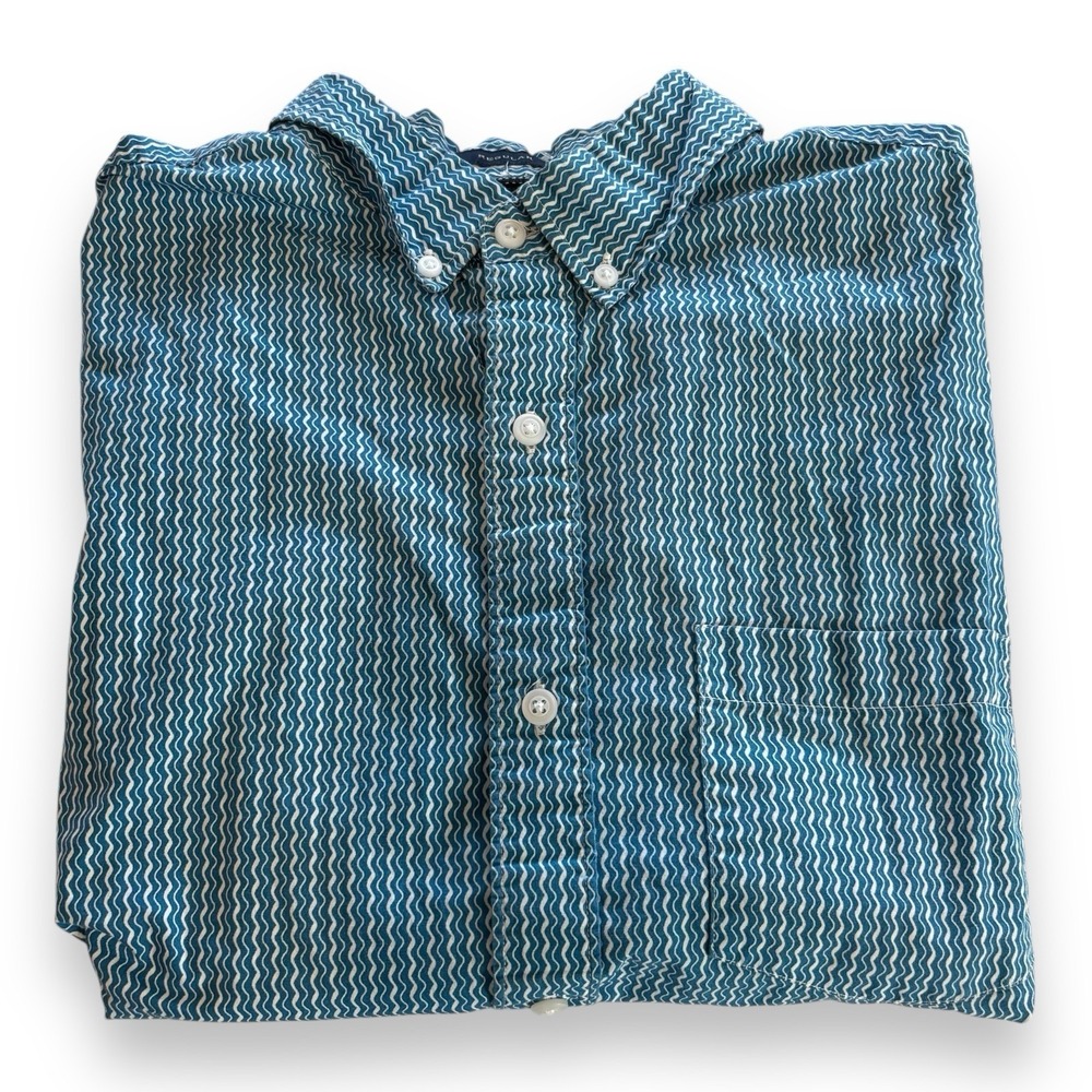 RYE By Hawker‎ Rye Shirt Mens L Regular Teal White Cotton Button Down